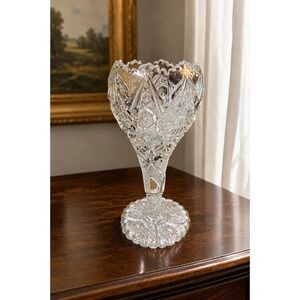 Antique Imperial Glass Thunderbolt #404 EAPG Hobstar Bouquet Chalice Vase‎ 9"